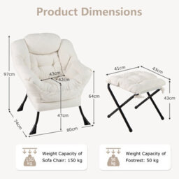 Costway Lazy Chair With Ottoman Modern Accent Chair With Folding Footrest - thumbnail 3