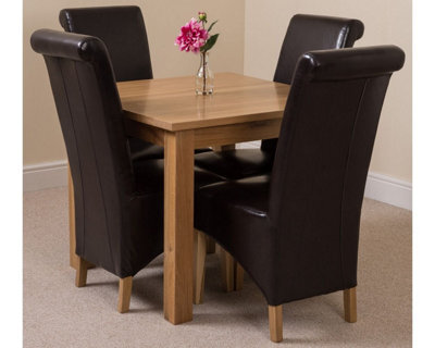 That's Furniture Oslo 90 X 90 Cm Oak Small Dining Table And 4 Chairs Dining Set With Montana Brown Leather Chairs - image 1