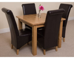 That's Furniture Oslo 90 X 90 Cm Oak Small Dining Table And 4 Chairs Dining Set With Montana Brown Leather Chairs - thumbnail 3