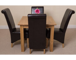 That's Furniture Oslo 90 X 90 Cm Oak Small Dining Table And 4 Chairs Dining Set With Montana Brown Leather Chairs - thumbnail 2