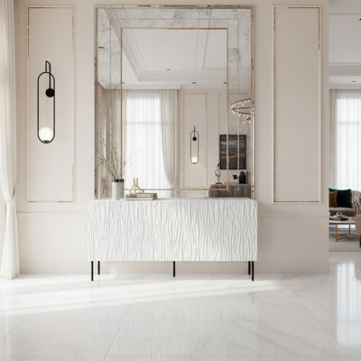 Jungle 152Cm Modern Sideboard White And Black Cabinet With Metal Legs And Push To Open System - image 1