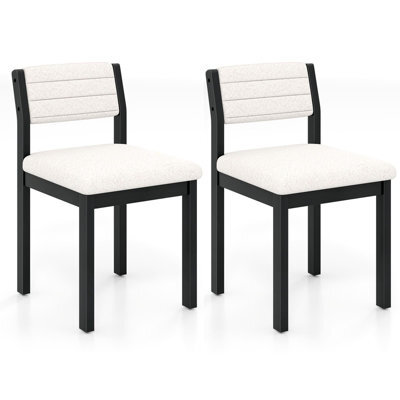 Gainoom 2 Pcs Imitation Lamb Fleece Home Chair Modern Dining Chairs-White - image 1