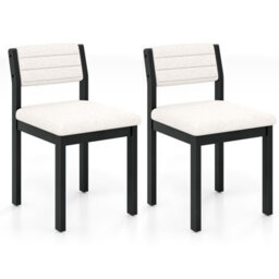 Gainoom 2 Pcs Imitation Lamb Fleece Home Chair Modern Dining Chairs-White - thumbnail 1