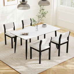 Gainoom 2 Pcs Imitation Lamb Fleece Home Chair Modern Dining Chairs-White - thumbnail 9