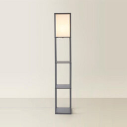 Valuelights Struttura Grey Shelving Unit Floor Lamp With Fabric Shade And Bulb - thumbnail 4