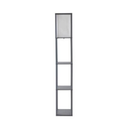 Valuelights Struttura Grey Shelving Unit Floor Lamp With Fabric Shade And Bulb - thumbnail 8