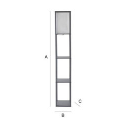 Valuelights Struttura Grey Shelving Unit Floor Lamp With Fabric Shade And Bulb - thumbnail 9