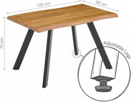 Doubs Dining Table For 6, 120Cm Natural Wood Dining Table Set With 4 Grey Black Chairs And 1 Bench - thumbnail 8