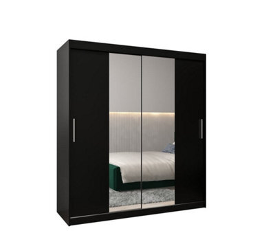 Arte  Tokyo I W1800mm Sliding Wardrobe In Sleek Black - Mirrored Storage Solution For Modern Bedrooms - image 1