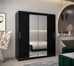 Arte  Tokyo I W1800mm Sliding Wardrobe In Sleek Black - Mirrored Storage Solution For Modern Bedrooms - thumbnail 2