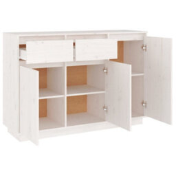 Berkfield Sideboard White 110X34X75 Cm Solid Wood Pine - thumbnail 5