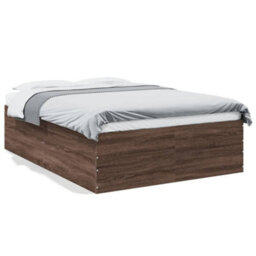 Berkfield Bed Frame Without Mattress Brown Oak 120X190 Cm Small Double - thumbnail 2
