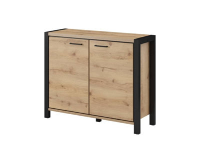Arte Stylish Aktiv 45 Sideboard Cabinet 1120mm In Oak Taurus & Black Matt - Modern Storage Solution H910mm D410mm - image 1