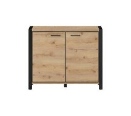 Arte Stylish Aktiv 45 Sideboard Cabinet 1120mm In Oak Taurus & Black Matt - Modern Storage Solution H910mm D410mm - thumbnail 3