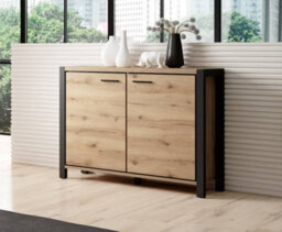 Arte Stylish Aktiv 45 Sideboard Cabinet 1120mm In Oak Taurus & Black Matt - Modern Storage Solution H910mm D410mm - thumbnail 4