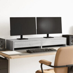 Walplus Monitor Stand With Drawers Grey Sonoma 100X27X15 Cm Engineered Wood - thumbnail 1