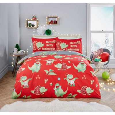 Bedlam Santasaurus Christmas Glow In The Dark Bedroom Duvet Cover Set - image 1
