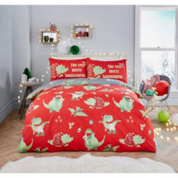 Bedlam Santasaurus Christmas Glow In The Dark Bedroom Duvet Cover Set - thumbnail 1
