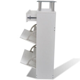Berkfield Shoe Cabinet With A Drawer And A Top Glass Shelf Wood White - thumbnail 5