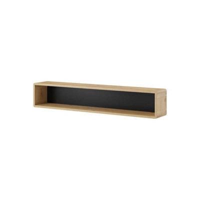 Arte Sleek Aston 02 Wall Shelf 150Cm - Black Matt & Oak Torus: Stylish Storage Solution For Contemporary Interiors - image 1