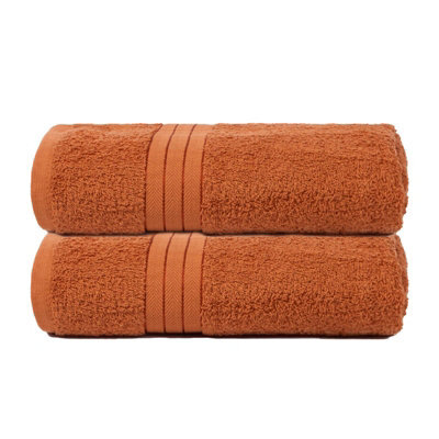 Ohs 2 Pack Of 100% Cotton Bath Towel, 70 X 115Cm - Burnt Orange - image 1