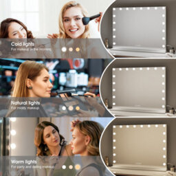 Fascinate Bluetooth 5.0 Hollywood Mirror 15 Led White Vanity Mirror Premium Acoustic Sound Speakerphone Usb Charge Wall Stand - thumbnail 2
