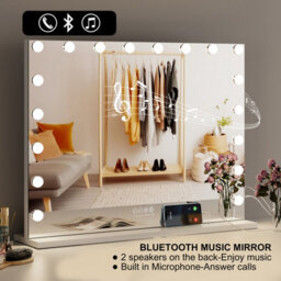 Fascinate Bluetooth 5.0 Hollywood Mirror 15 Led White Vanity Mirror Premium Acoustic Sound Speakerphone Usb Charge Wall Stand - thumbnail 6