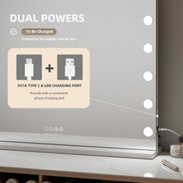 Fascinate Bluetooth 5.0 Hollywood Mirror 15 Led White Vanity Mirror Premium Acoustic Sound Speakerphone Usb Charge Wall Stand - thumbnail 7