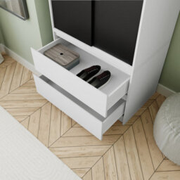 Urbn-Living Urbnliving 240Cm Modern Sliding Door Wardrobe Bedroom Storage Unit White Carcass Black Doors - thumbnail 6