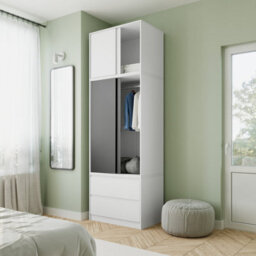Urbn-Living Urbnliving 240Cm Modern Sliding Door Wardrobe Bedroom Storage Unit White Carcass Black Doors - thumbnail 2
