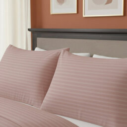 Microfibre Soft Touch Satin Stripe Housewife Pillowcase Pair Pink - thumbnail 2