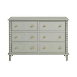 Statement Furniture Cromwell Large 6 Drawer Chest Of Drawers With Bobbin Design - Pale Olive - thumbnail 5