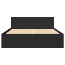 Berkfield Bed Frame With Headboard Without Mattress Black 140X200 Cm - thumbnail 5