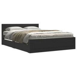 Berkfield Bed Frame With Headboard Without Mattress Black 140X200 Cm - thumbnail 2