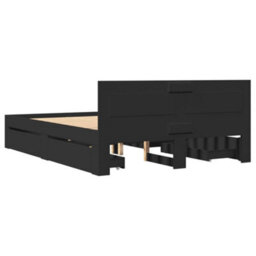 Berkfield Bed Frame With Headboard Without Mattress Black 140X200 Cm - thumbnail 7