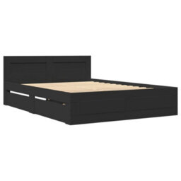 Berkfield Bed Frame With Headboard Without Mattress Black 140X200 Cm - thumbnail 3