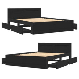 Berkfield Bed Frame With Headboard Without Mattress Black 140X200 Cm - thumbnail 8