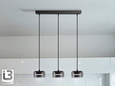 Luminosa Lighting Luminosa Olaia Bar Pendant Ceiling Light Black, Smoky 3Xgx53 3000K 660Lm - Uk Stock - image 1