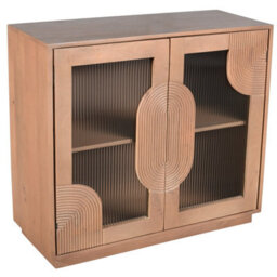 Wyld Haus New Mexico Small Natural Mango Wood 2 Door Sideboard With Reeded Glass - thumbnail 2