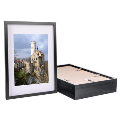"Nicola Spring 5X Photo Frames With White A4 Mount - A3 (12"" X 17"") Black Portrait Hanging Wall Mounted Picture Display Frame" - image 1