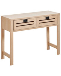 Wyld And Coco Noblewood Console Table 100 X 32 Cm Light Brown Manufactured Wood Two Drawers Black Handles Boho Modern - thumbnail 3