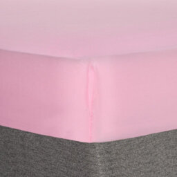 Ohs Plain Dyed Fitted Bed Sheets Non-Iron, Pink - Double - thumbnail 1