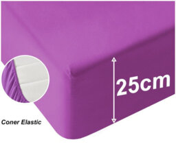 Ameha Purple Fitted Sheet Anti Allergic Extra Deep 25 Cm Bedsheet Microfiber Hypoallergenic Durable Single Bed Sheet (91X190Cm) - thumbnail 3