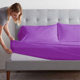Ameha Purple Fitted Sheet Anti Allergic Extra Deep 25 Cm Bedsheet Microfiber Hypoallergenic Durable Single Bed Sheet (91X190Cm) - thumbnail 5