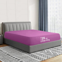 Ameha Purple Fitted Sheet Anti Allergic Extra Deep 25 Cm Bedsheet Microfiber Hypoallergenic Durable Single Bed Sheet (91X190Cm) - thumbnail 2