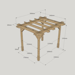 Rutland County Garden Furniture Double Premium Pergola - Wood - L240 X W300 X H270 Cm - Light Green - thumbnail 5