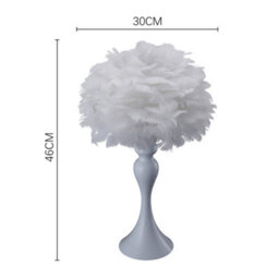 Darphe Naturally Feather Lampshade Table Lamp, White Metal Lamp Base Feather Lamp - thumbnail 8