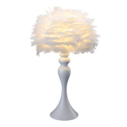 Darphe Naturally Feather Lampshade Table Lamp, White Metal Lamp Base Feather Lamp - thumbnail 5