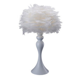 Darphe Naturally Feather Lampshade Table Lamp, White Metal Lamp Base Feather Lamp - thumbnail 4