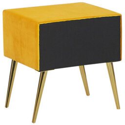 Beliani 1 Drawer Bedside Table Flayat Velvet Mustard - thumbnail 5